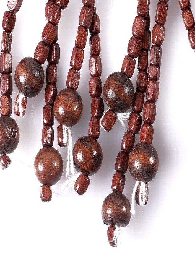 ANMINY Natural Wood Bamboo Beaded Curtain Wooden Hanging Room Divider Decorative Handmade Door Bead String Curtains Wall Panel Blinds for Doorway Restaurant Home Decor 35" by 76" - Wave Flower - Image 4